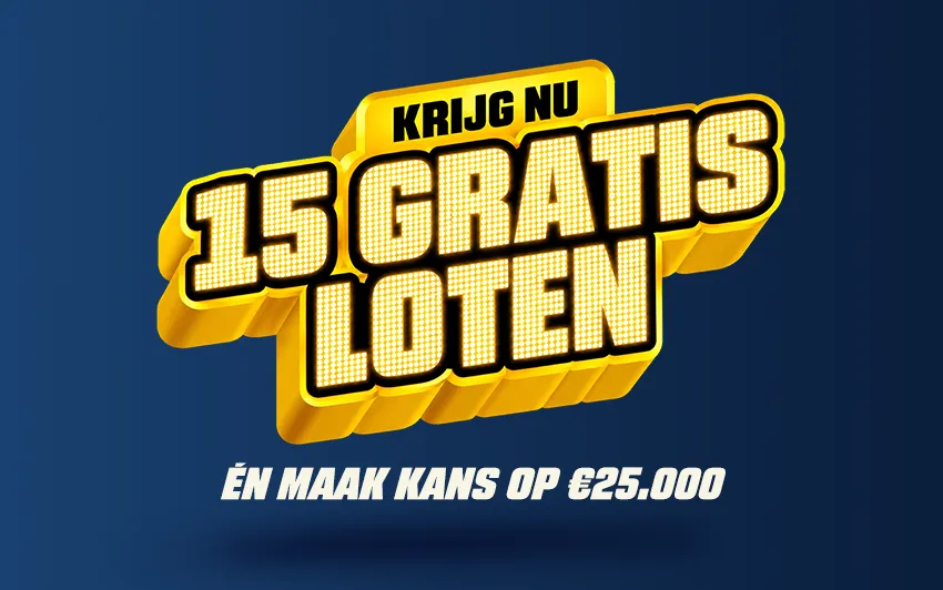 Promotie voor 15 gratis loten en kans op €25.000